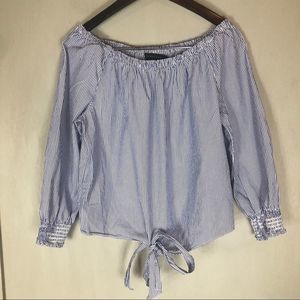 Sanctuary off the shoulder striped tie shirt